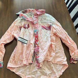 POL Pink and White Button Down Shirt